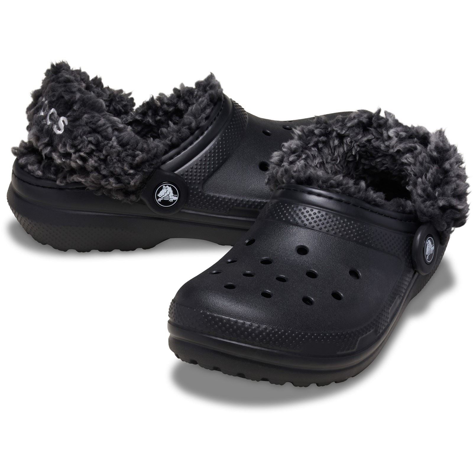 Crocs Classic Fleece Lined Polyester Blend Unisex Kid's Black Clogs