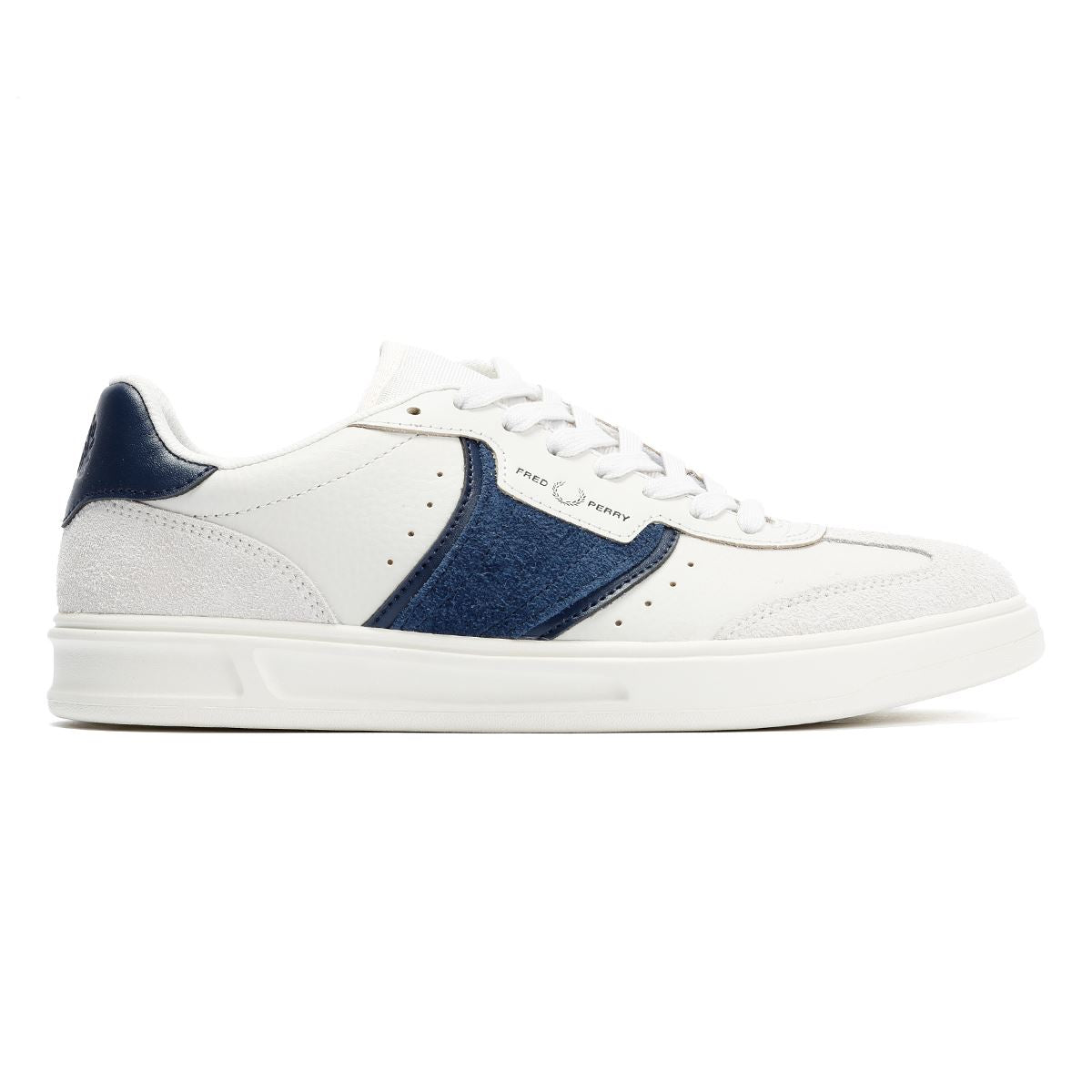 Fred Perry B4 Textured Leather/Suede Men's Porcelain/Blue Trainers