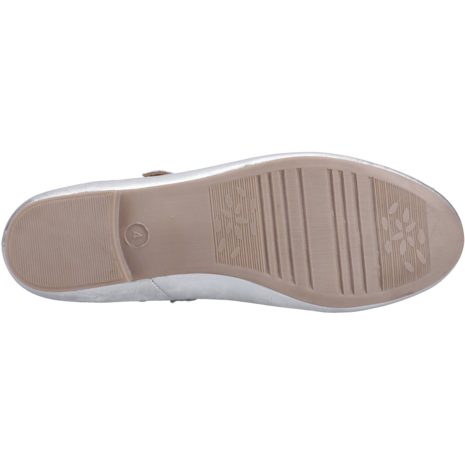 Hush Puppies Nancy Mary Jane Leather Women's Silver Flats