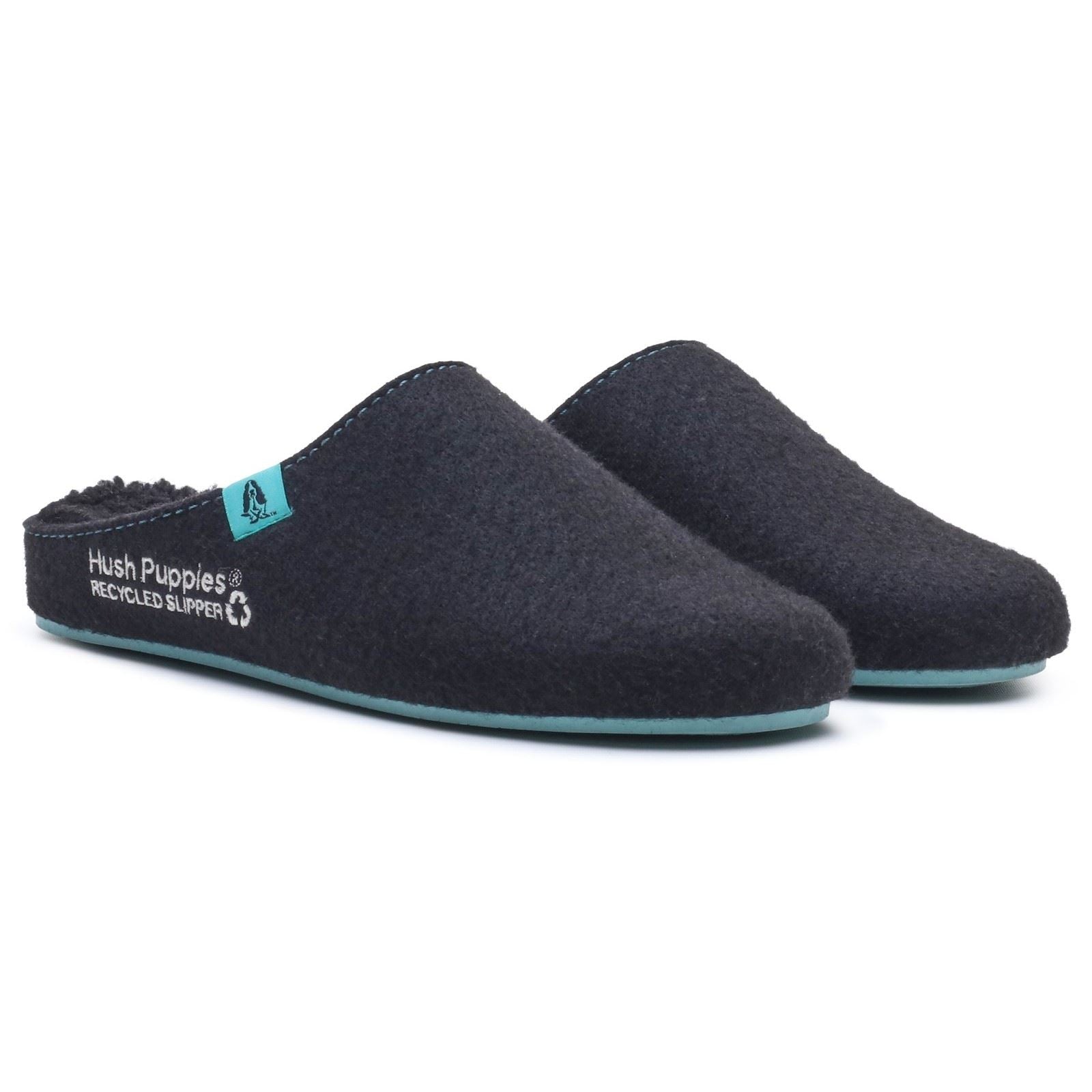 Hush Puppies The Good Polyester Men's Black Turquoise Slippers