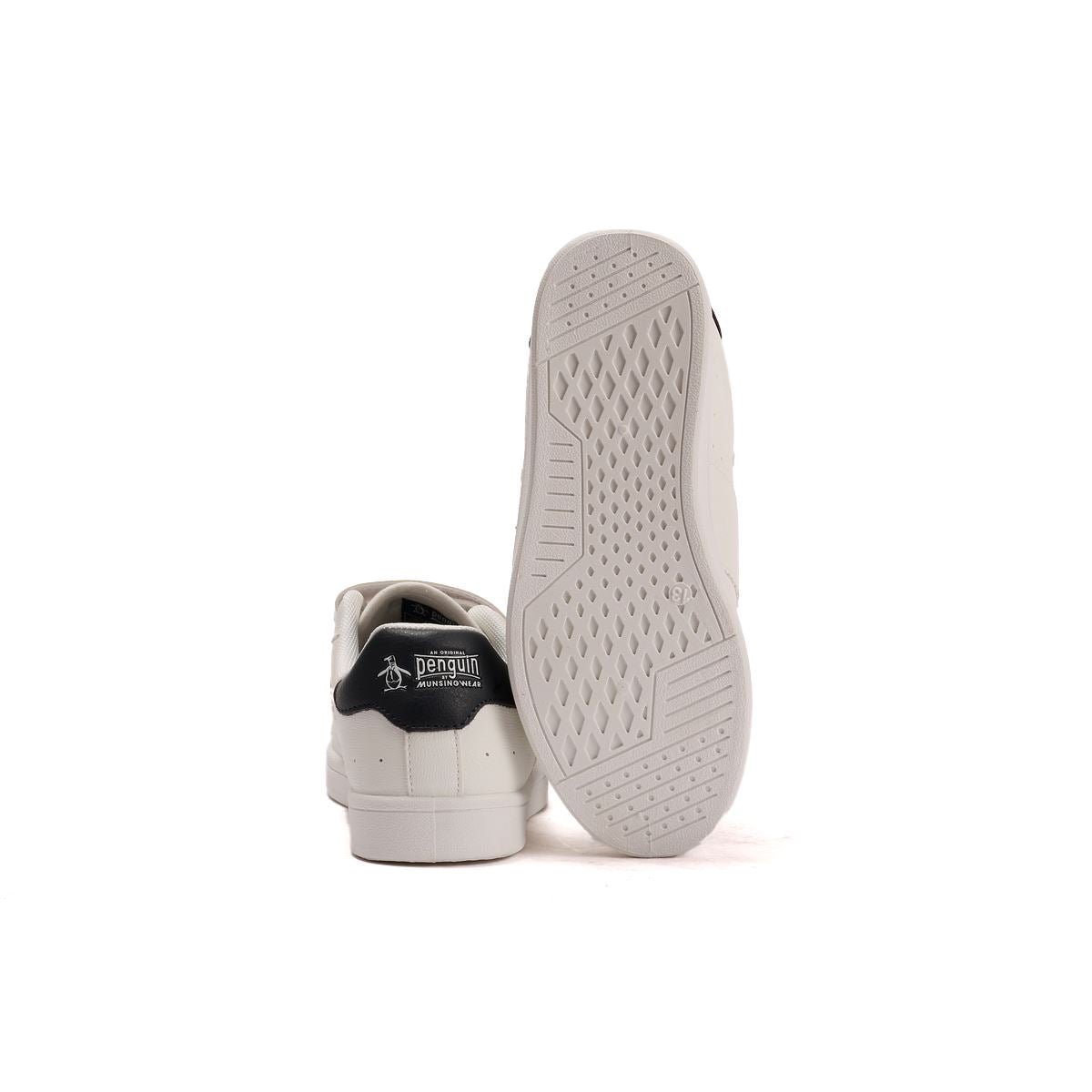 Penguin Junior Marble White/Navy Trainers