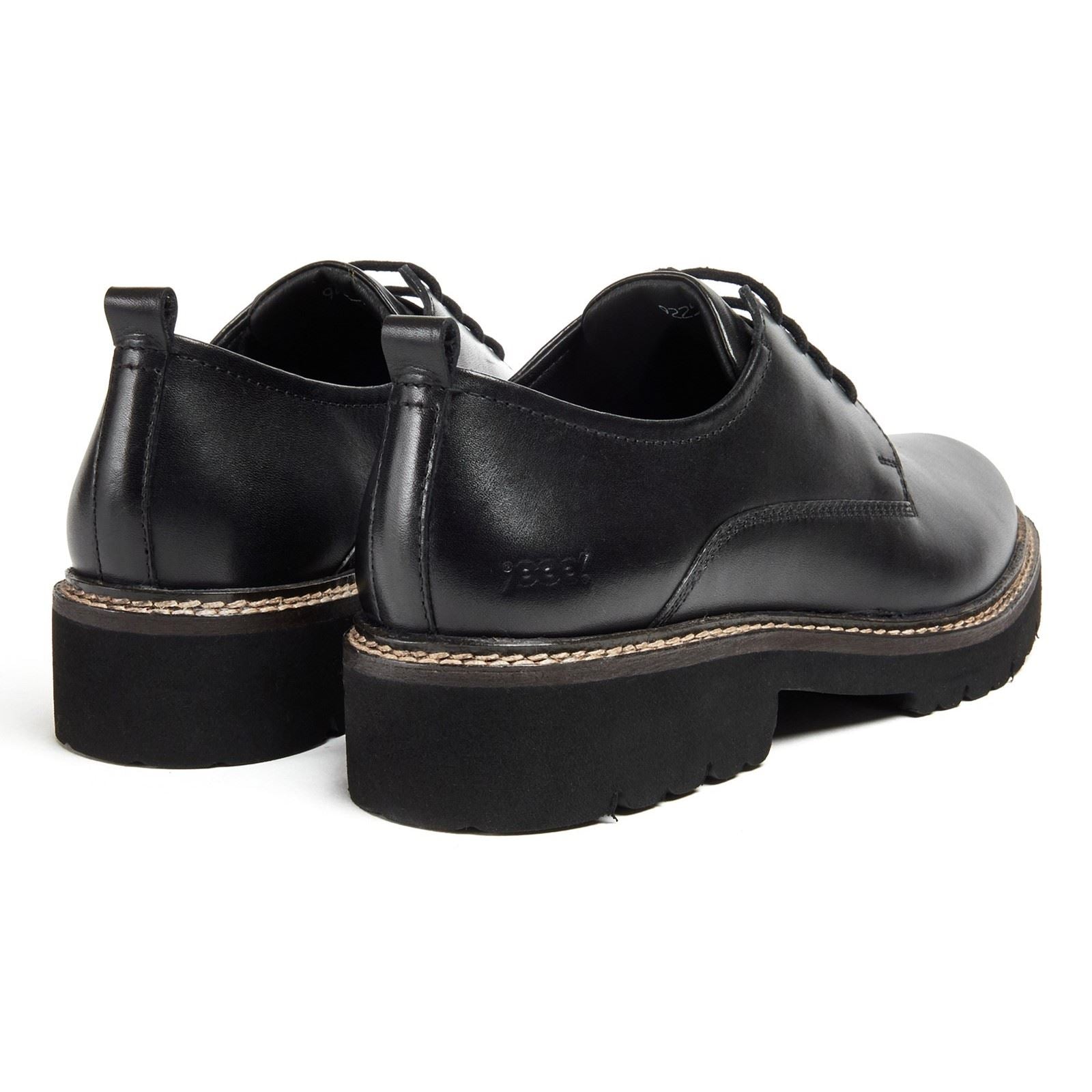 Pod Kris Leather Women's Black Derby Shoes