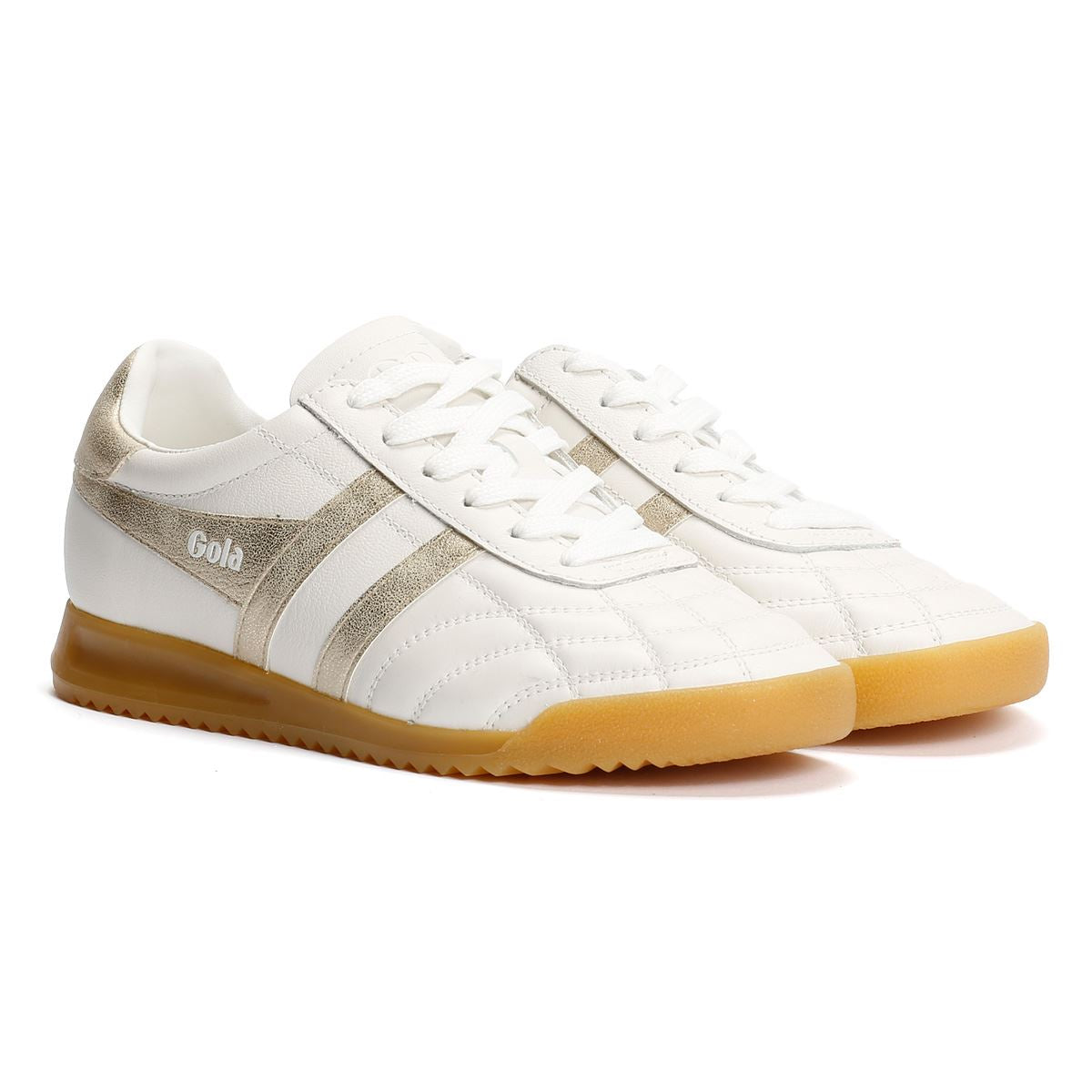 Gola Stadium Leather Women's White/Gold Trainers