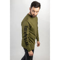 Caterpillar Trademark Banner Long Sleeve Cotton Men's Green T-Shirt