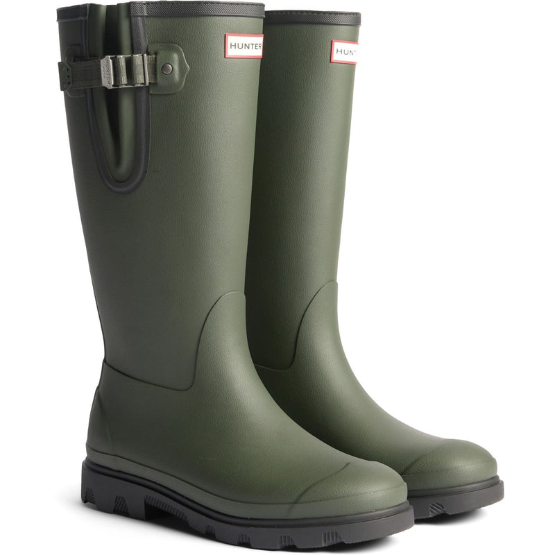Hunter Field Downpour Adjustable Boot Rubber Men's Dark Olive/Black Wellington Boots