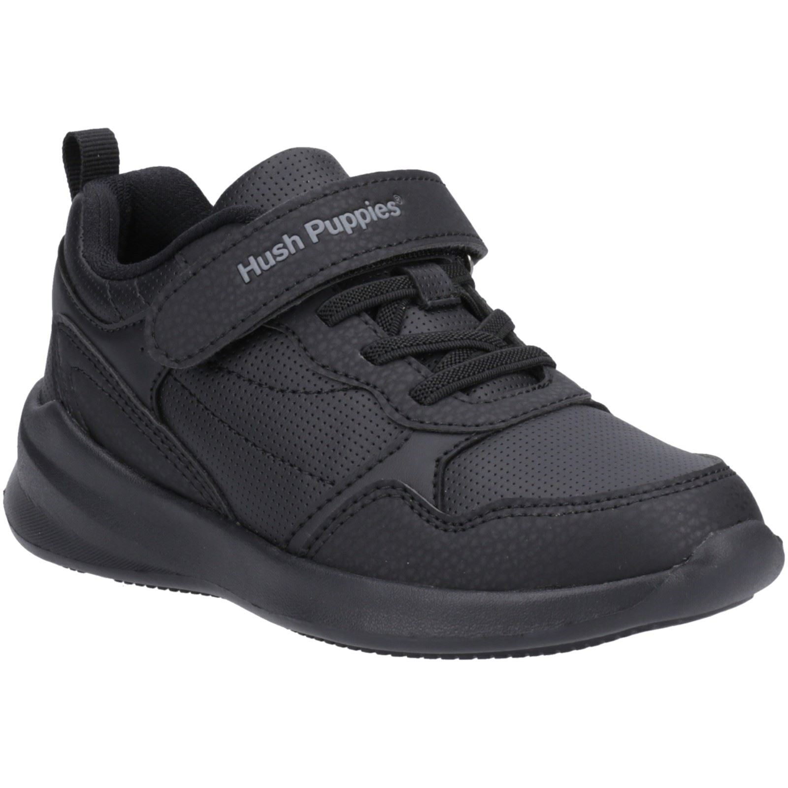 Hush Puppies Marling Bungee Lace Senior Black Shoes - UK 6