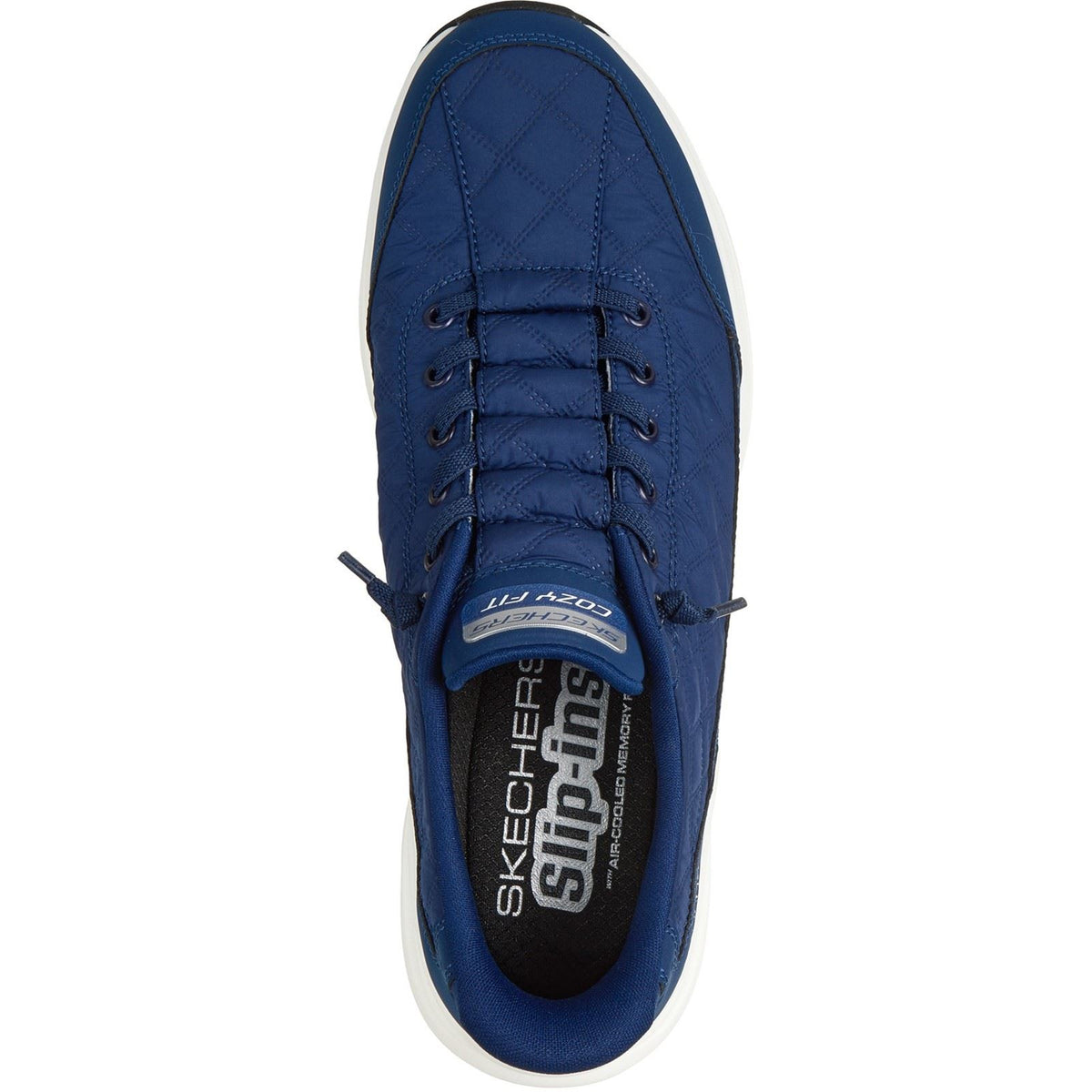 Skechers Contour Foam Cozy Fit Textile Men's Blue Cozypoly/White Trim Trainers