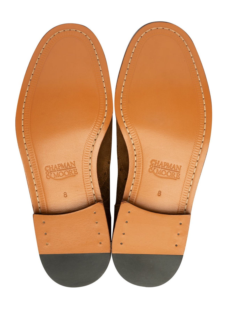 Chapman & Moore Oxford Brogue Leather Men's Tan Burnish Shoes