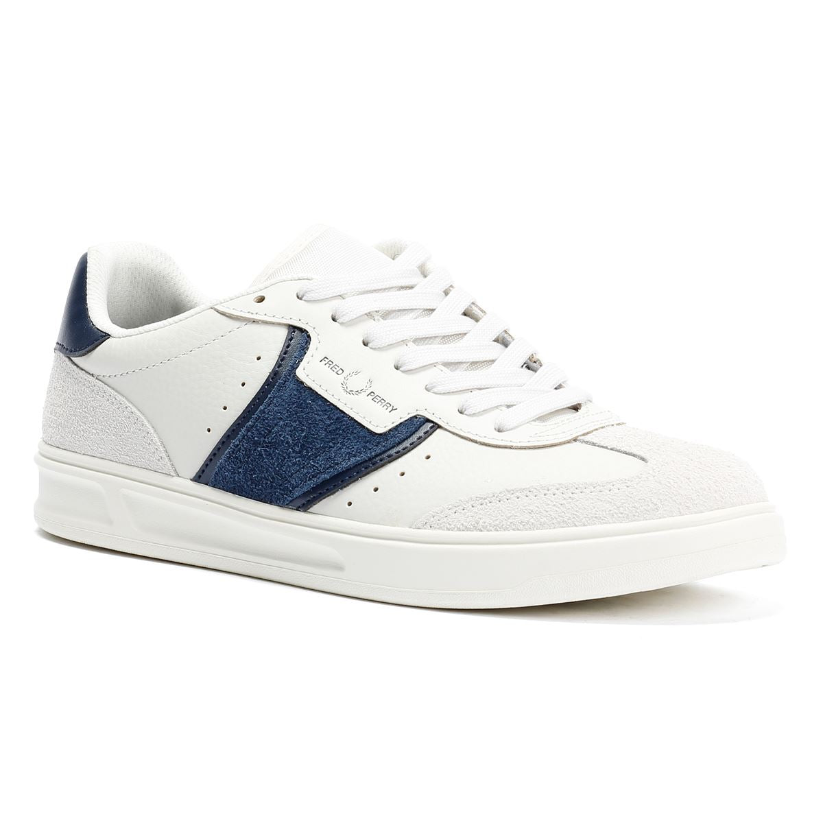 Fred Perry B4 Textured Leather/Suede Men's Porcelain/Blue Trainers