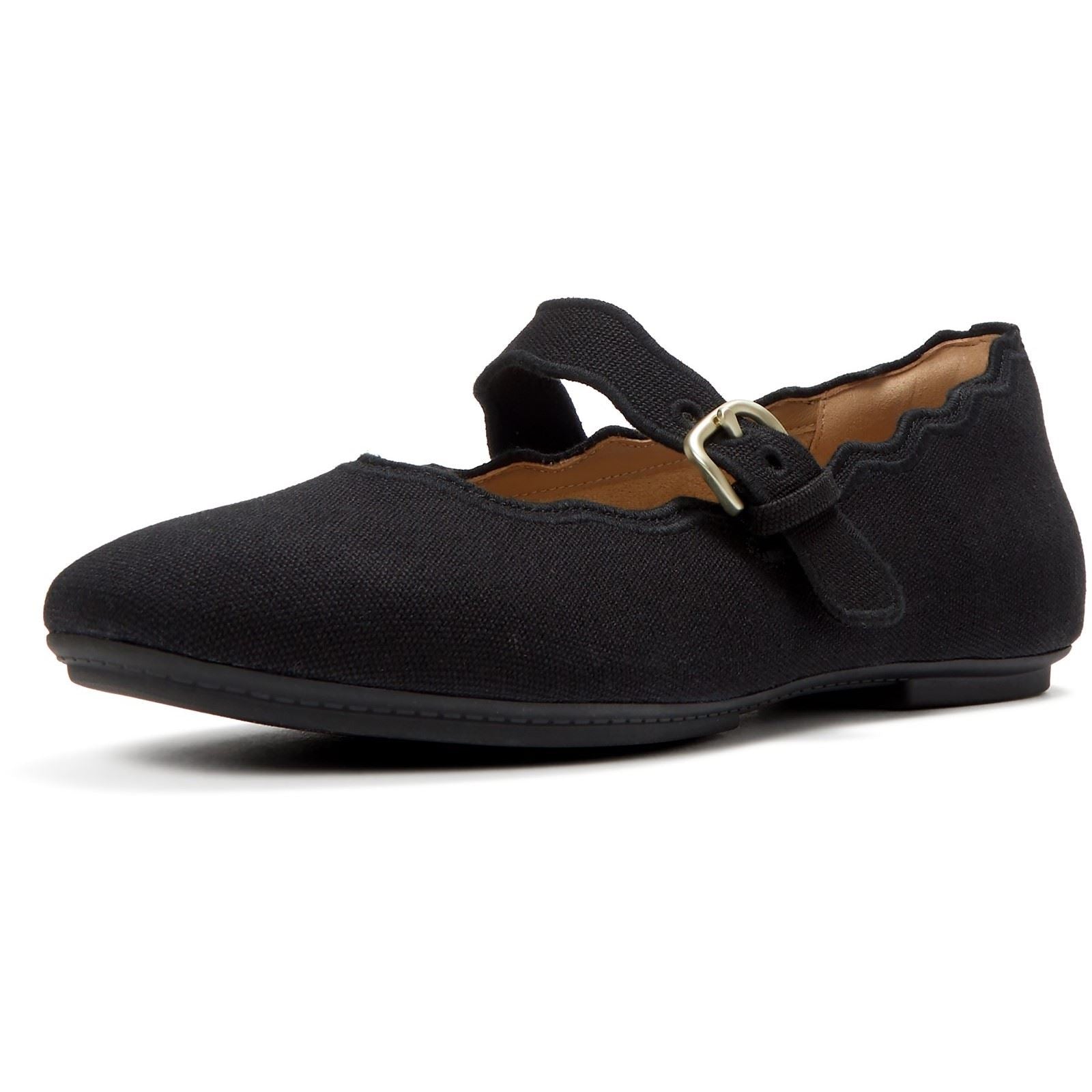 Fitflop Delicato Wave-Edge Polyester Women's Black Shoes