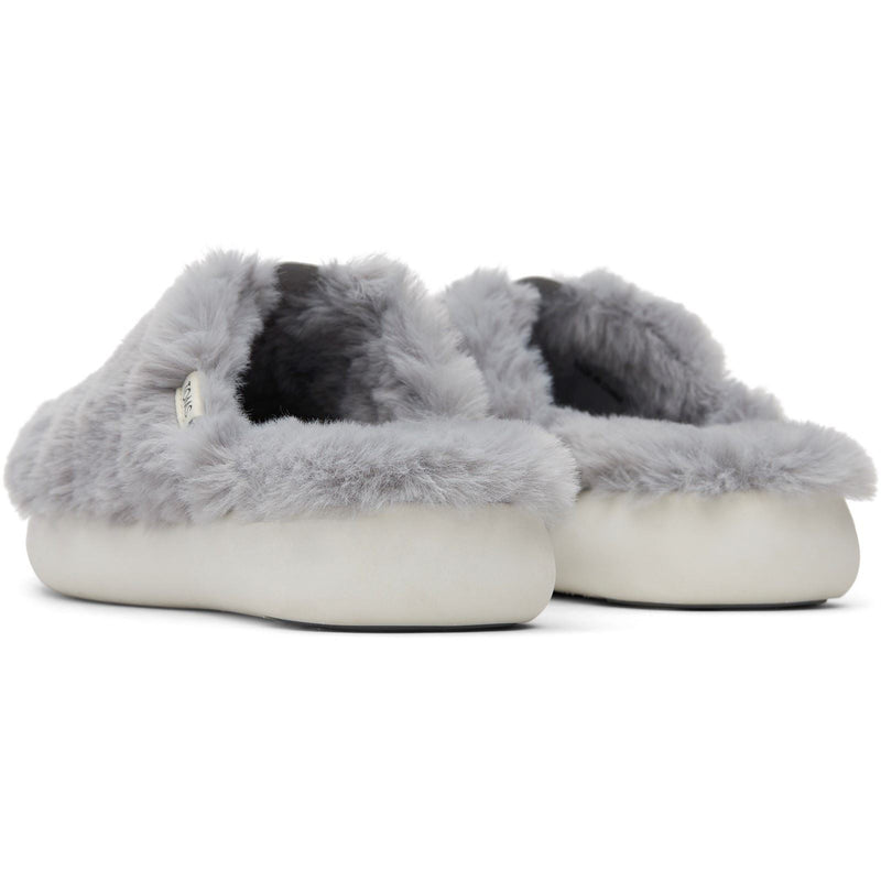 TOMS Alpargata Mallo Polyester Faux Fux Women's Mid Grey Faux Fur Mules