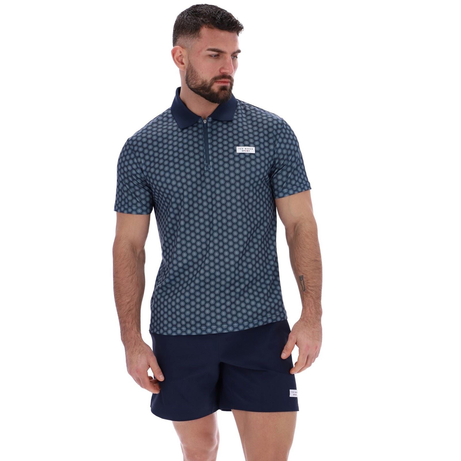 Ted Baker JAYDEN TBMTS2619 Polyester Men's Blue Activewear Polo Shirts