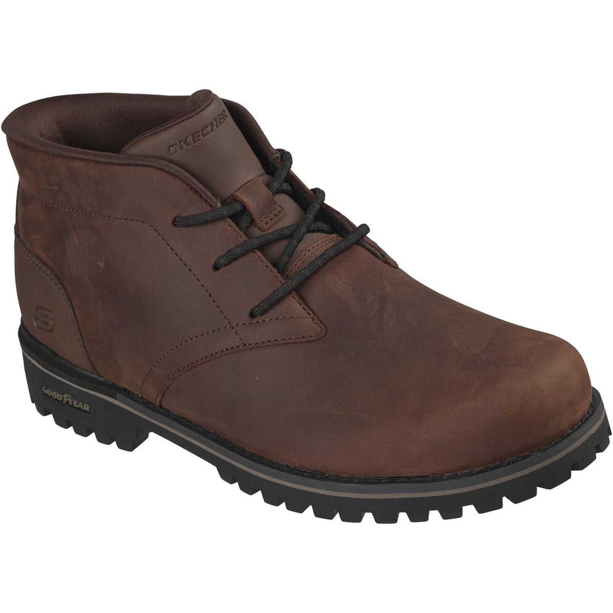 Skechers Quintero Damien Leather Men's Dark Brown Ankle Boots