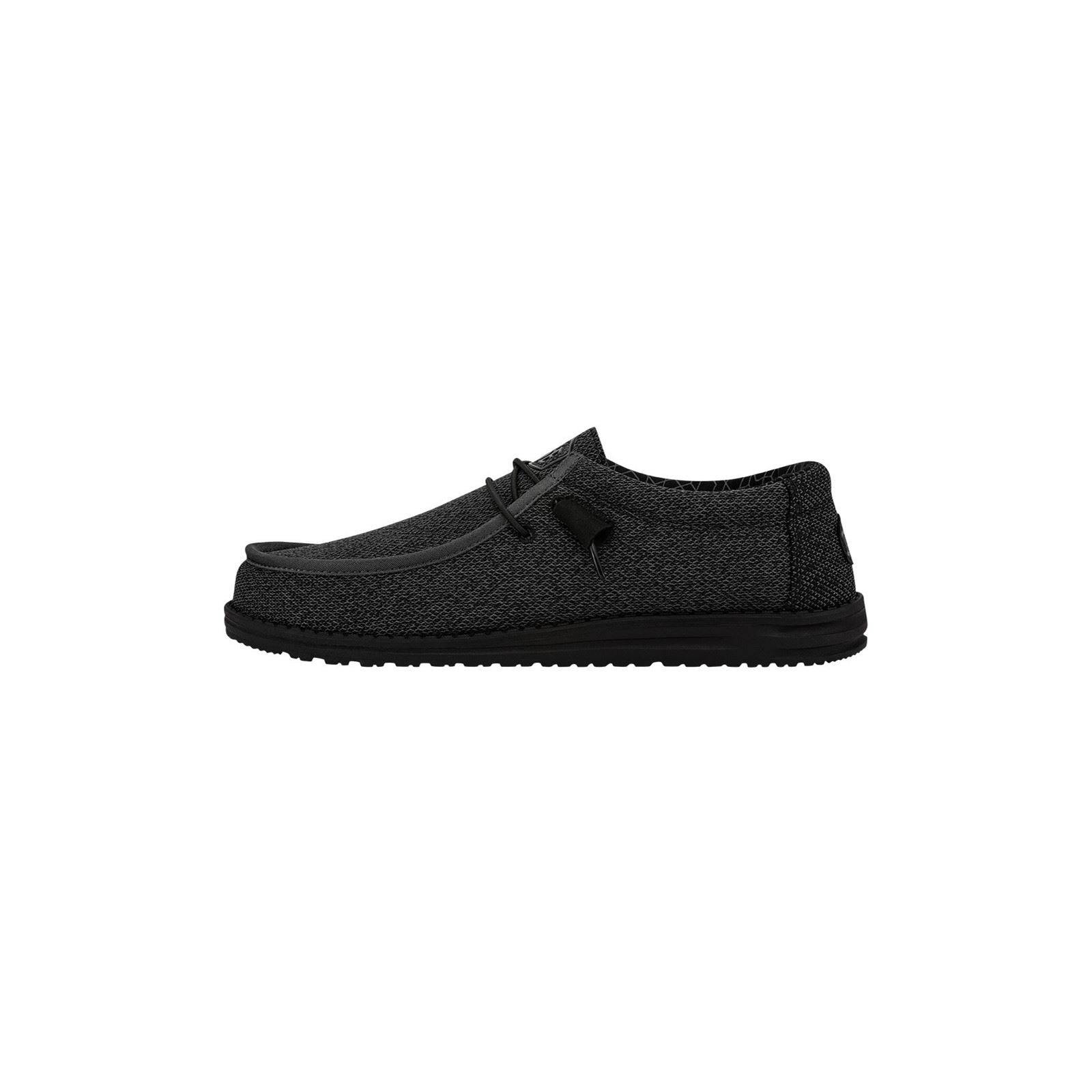 HEYDUDE Wally Sox Faux Suede Men's Micro Total Black Boat Shoes