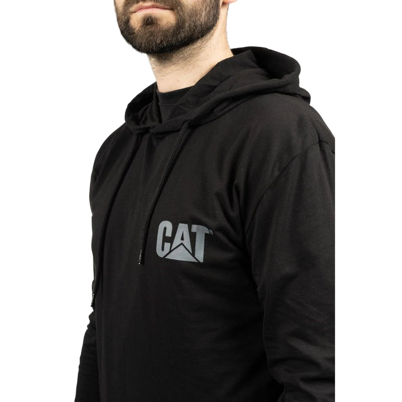 Caterpillar Hooded Long Sleeve Cotton Men's Black T-Shirt