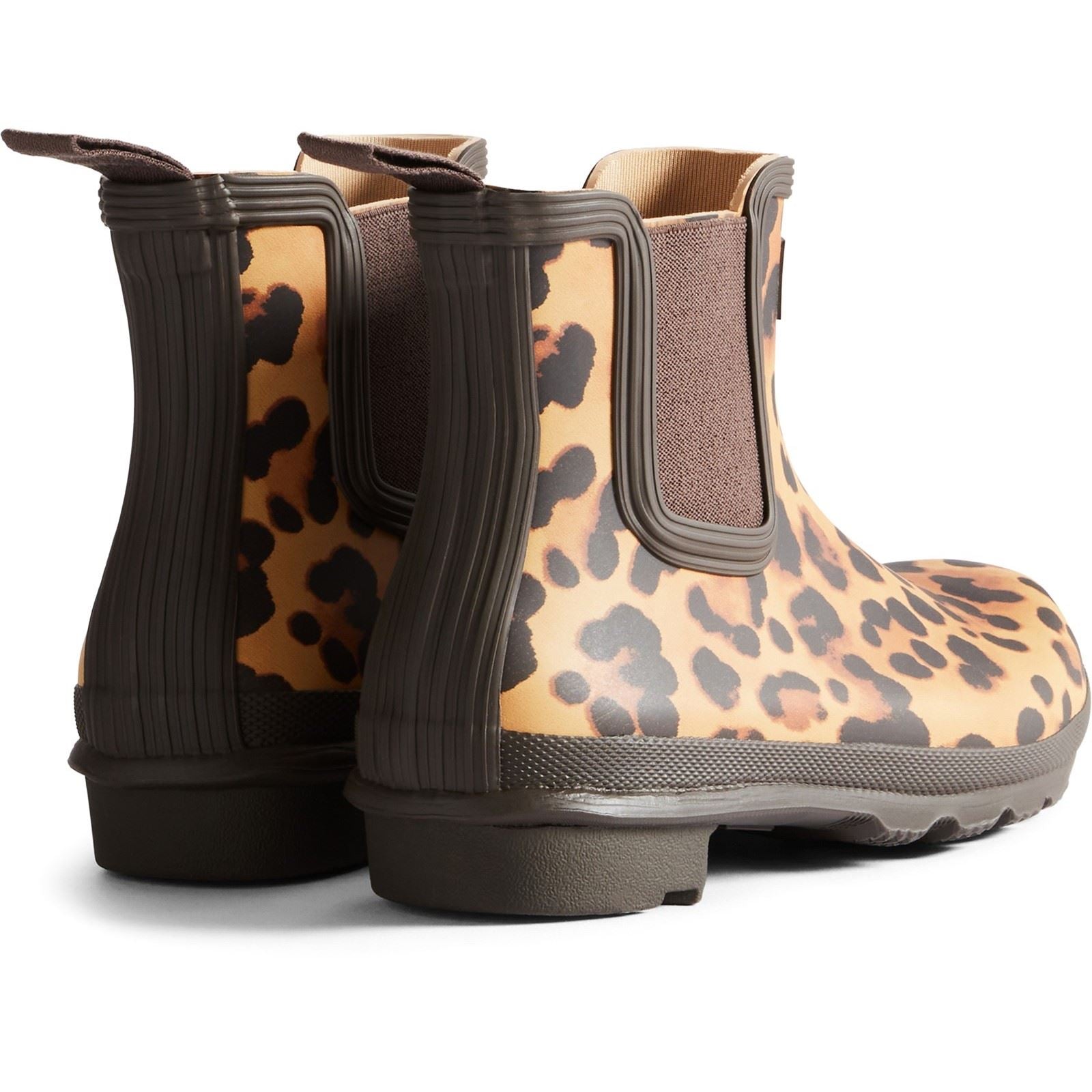 Hunter Original Chelsea Women's Leopard Print/Chocolate Brown Wellington Boots