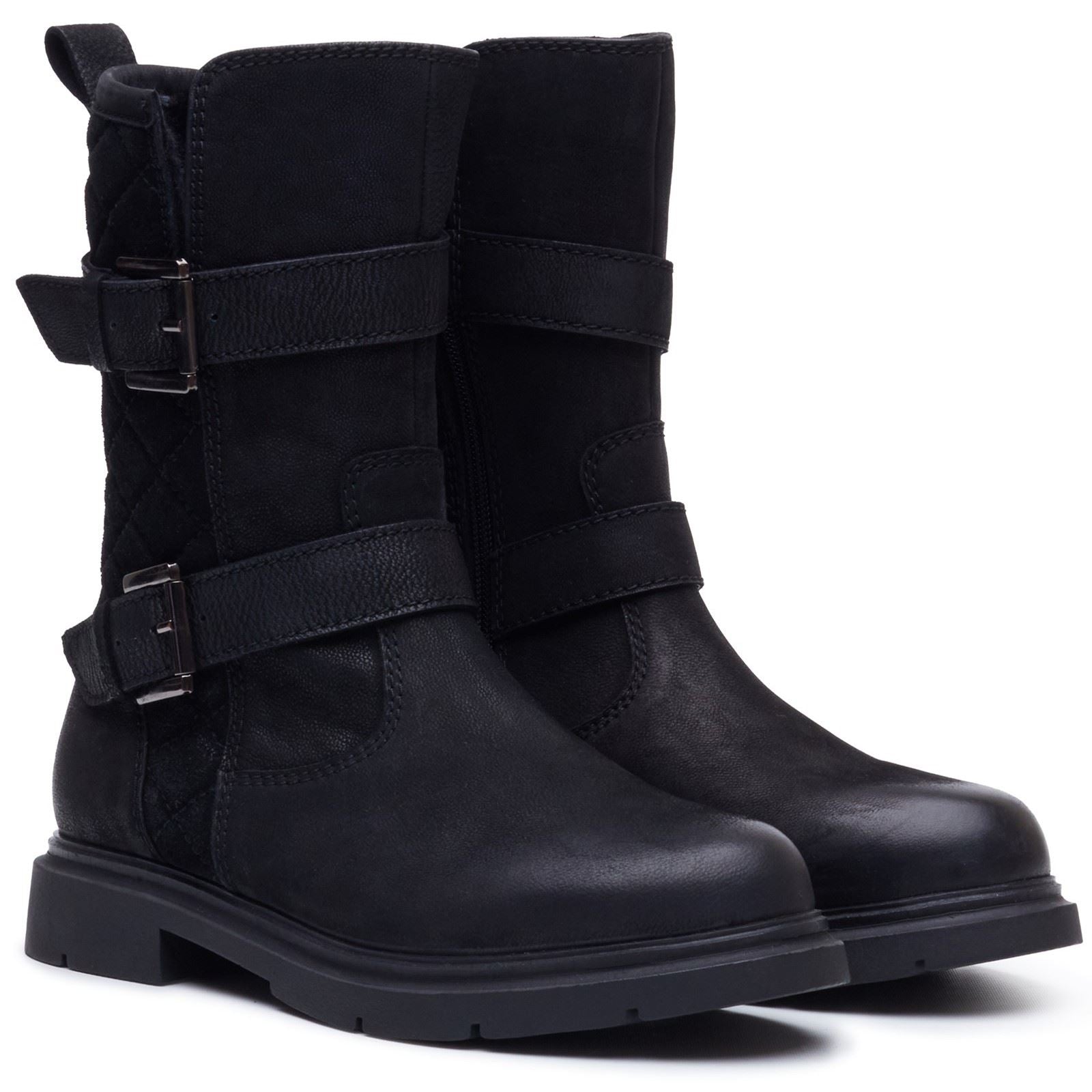 Hush Puppies Celine Buckle Leather Women's BLACK Boots