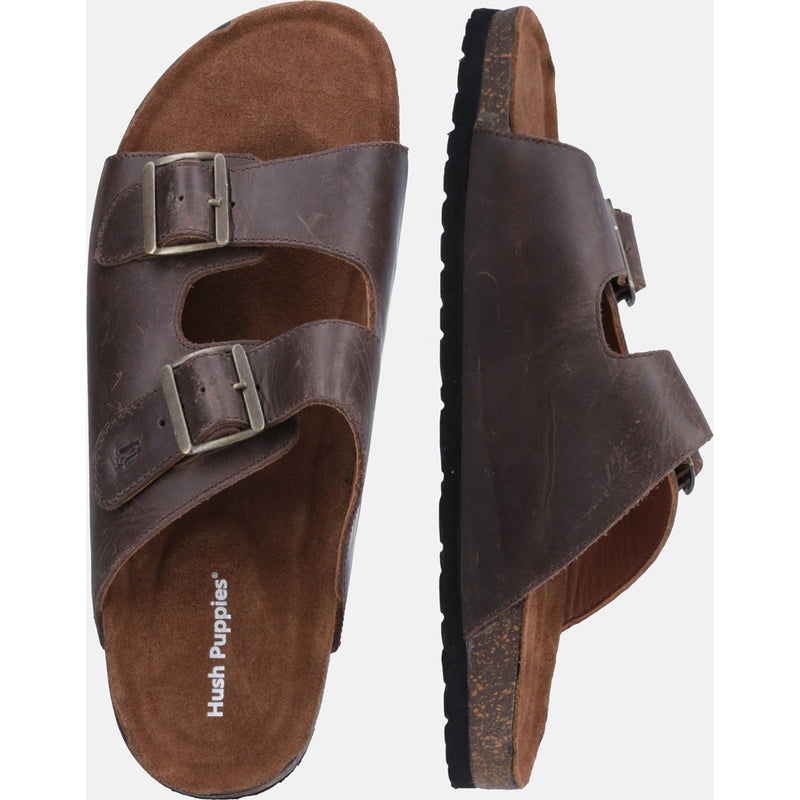 Hush Puppies Nash Slider Leather Men's Brown Sandals