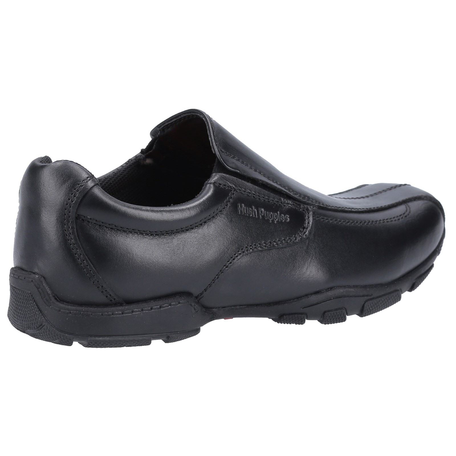 Hush Puppies Elijah Youth Boys Black Leather Loafers