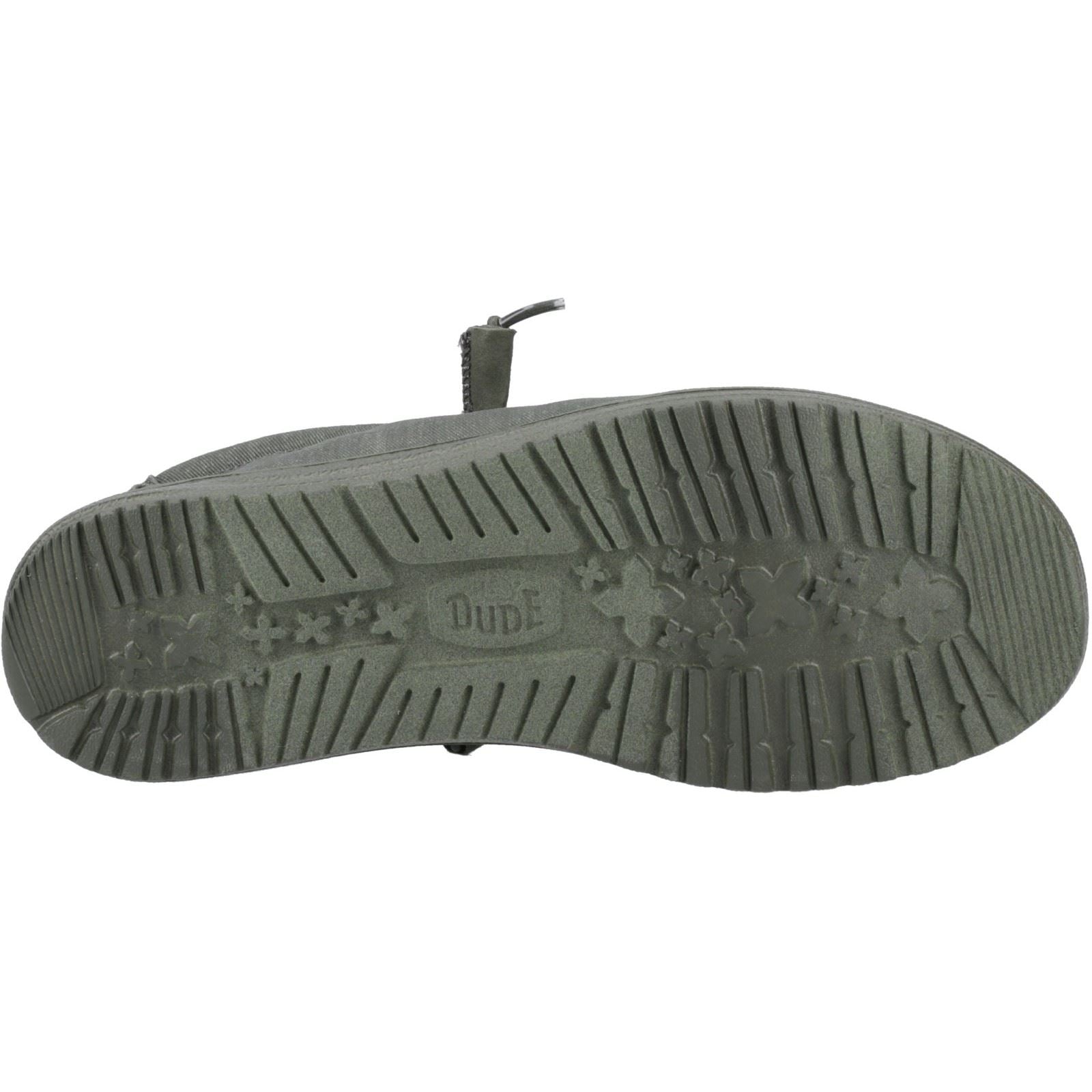 HEYDUDE Wally Stretch Canvas Cotton Men's Deep Green Moccasins Shoes