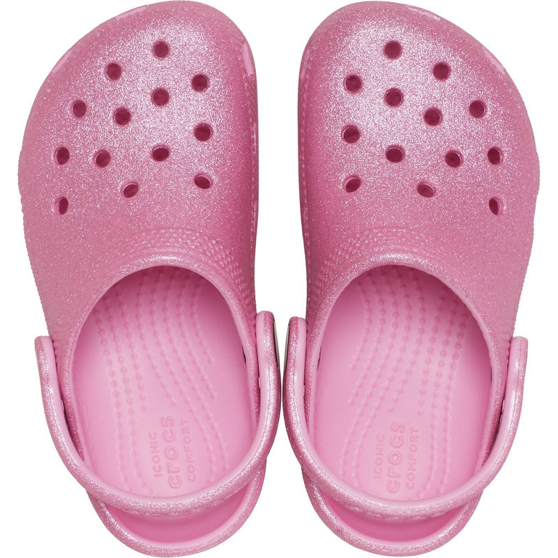 Crocs Classic Glitter Synthetic Kids Pink Tweed Glitter Clogs