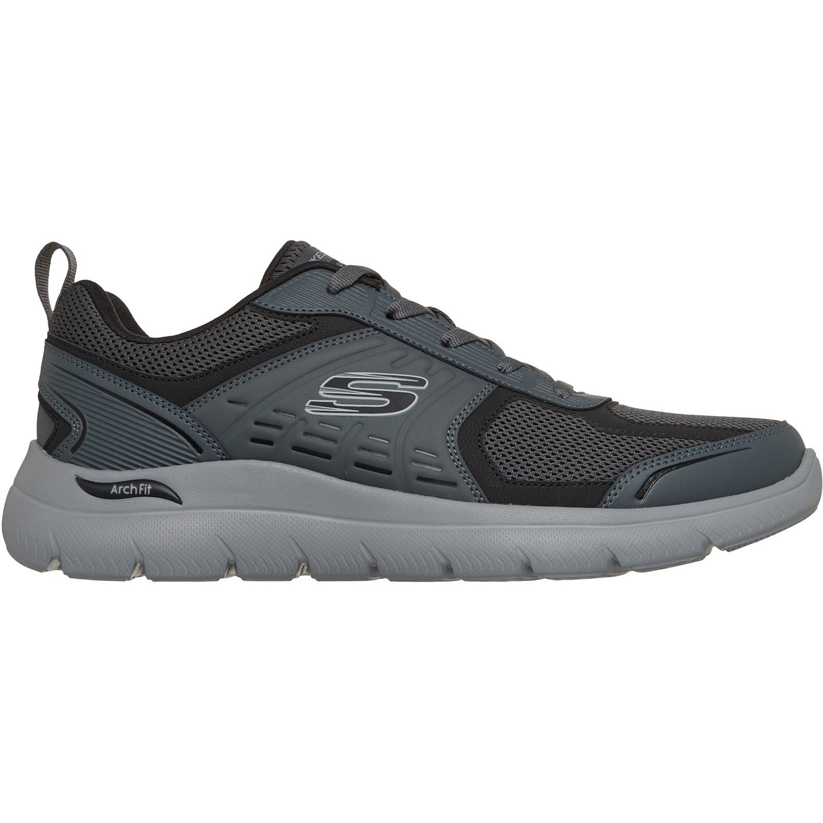 Skechers Arch Fit Summits Leege Leather Men's Charcoal Leather/Mesh/BLK Trim Trainers