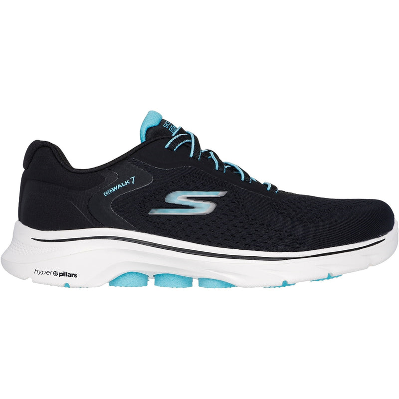 Skechers Womens GO WALK 7 - Cosmic Waves 125215-BKTQ Black/Turquoise Lace Up Shoe
