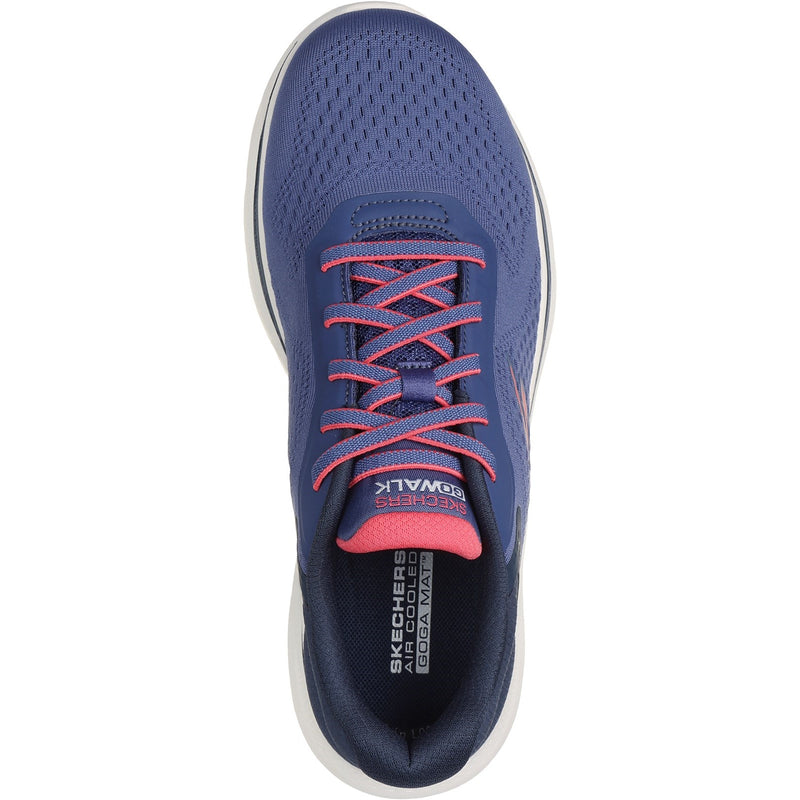 Skechers Womens GO WALK 7 - Cosmic Waves 125215-NVCL Navy/Coral Lace Up Shoe