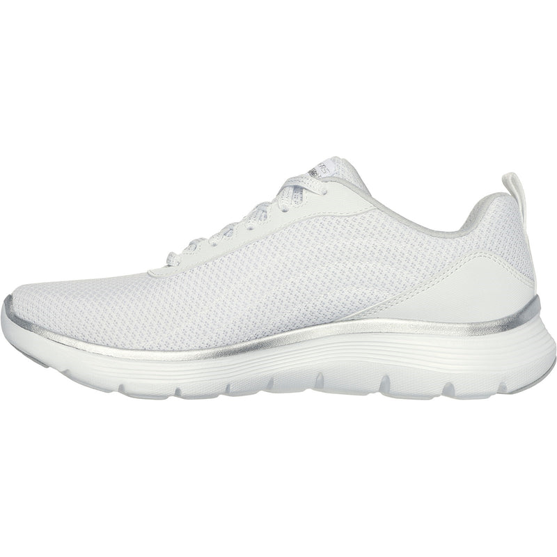 Skechers Womens Flex Appeal 5.0 Uptake 150206-WSL White/Silver Lace Up Shoe