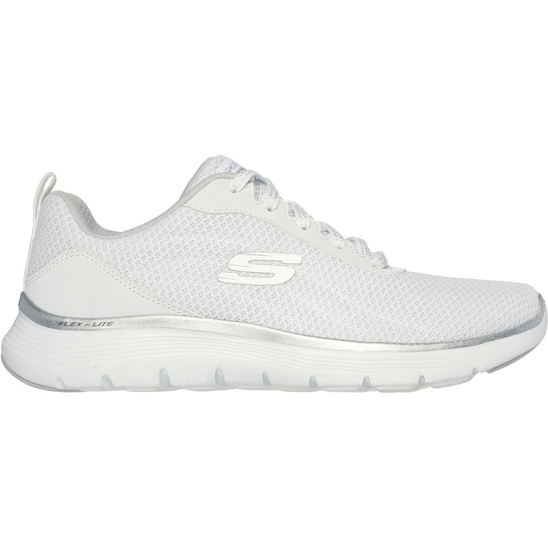 Skechers Womens Flex Appeal 5.0 Uptake 150206-WSL White/Silver Lace Up Shoe