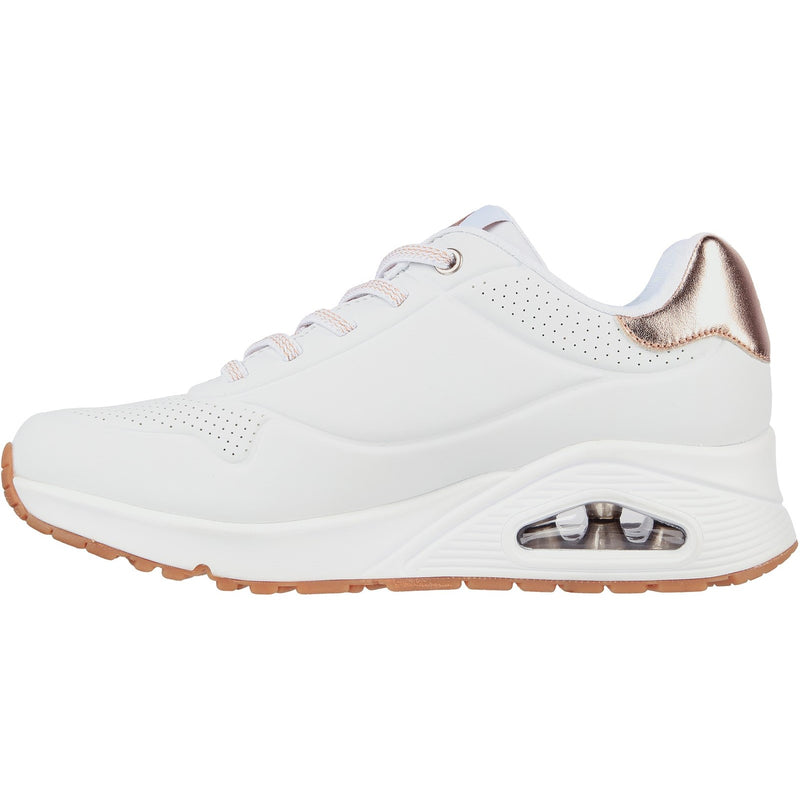 Skechers Womens Uno - Shimmer Away 155196-WHT White Lace Up Shoe