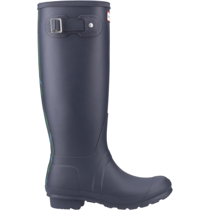 Original Tall Tartan Back Strap Wellington Female Navy