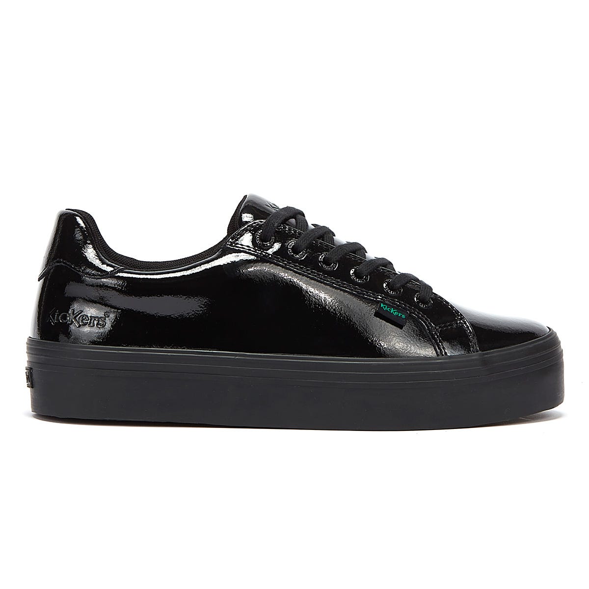 Kickers Tovni Stack Patent Leather Womens Black Trainers