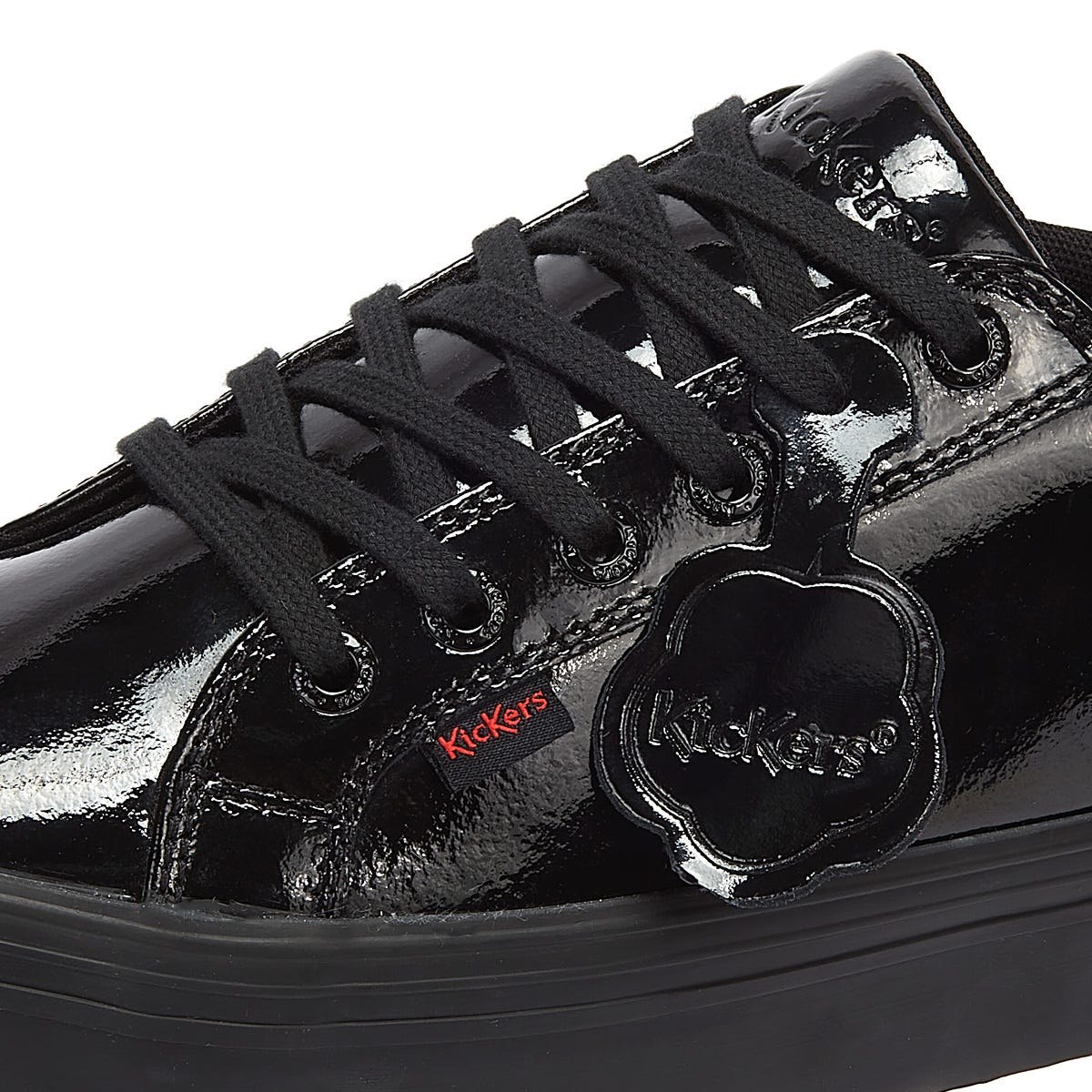 Kickers Tovni Stack Patent Leather Womens Black Trainers