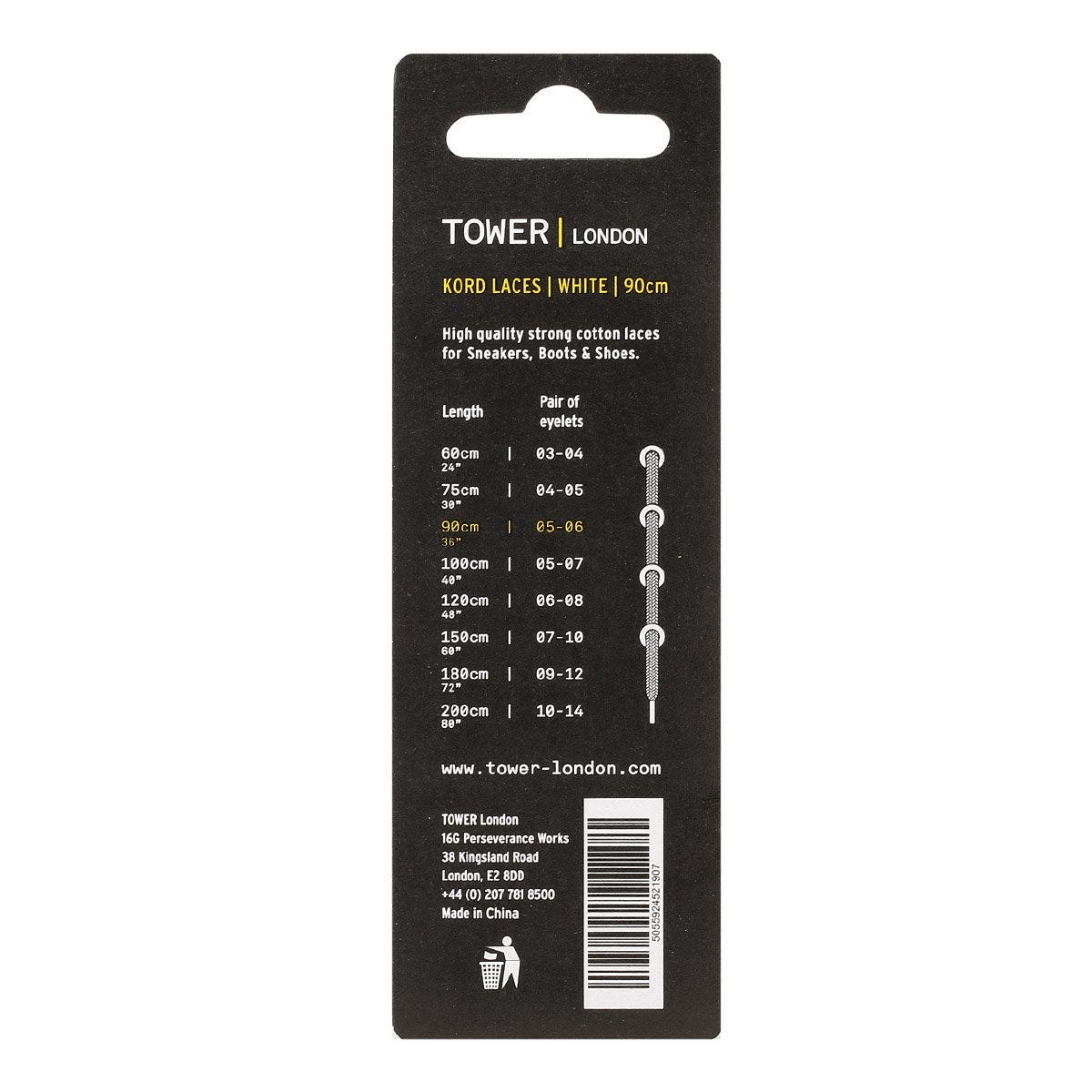 Tower London White Kord Laces (90cm)