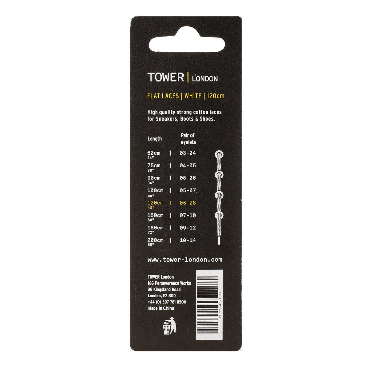 Tower London White Flat Laces (120cm)