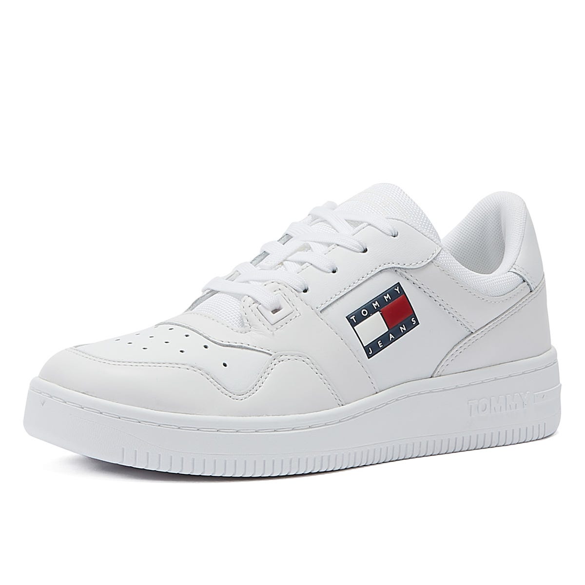 Tommy Hilfiger Jeans Retro Basket Mens White Leather Trainers