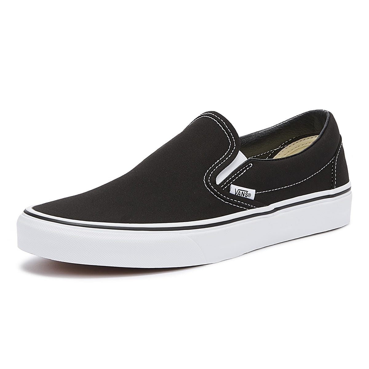 Vans Classic Slip on Black / White Canvas Trainers