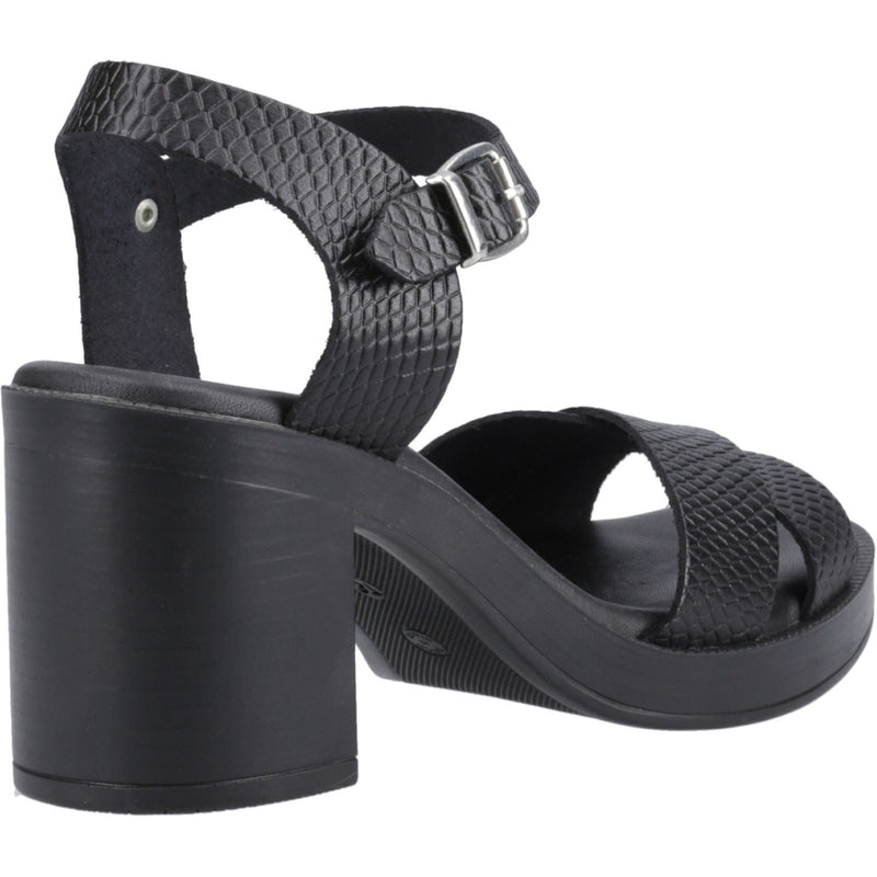 Hush Puppies Georgia Leather Women's Black/Snake Sandals