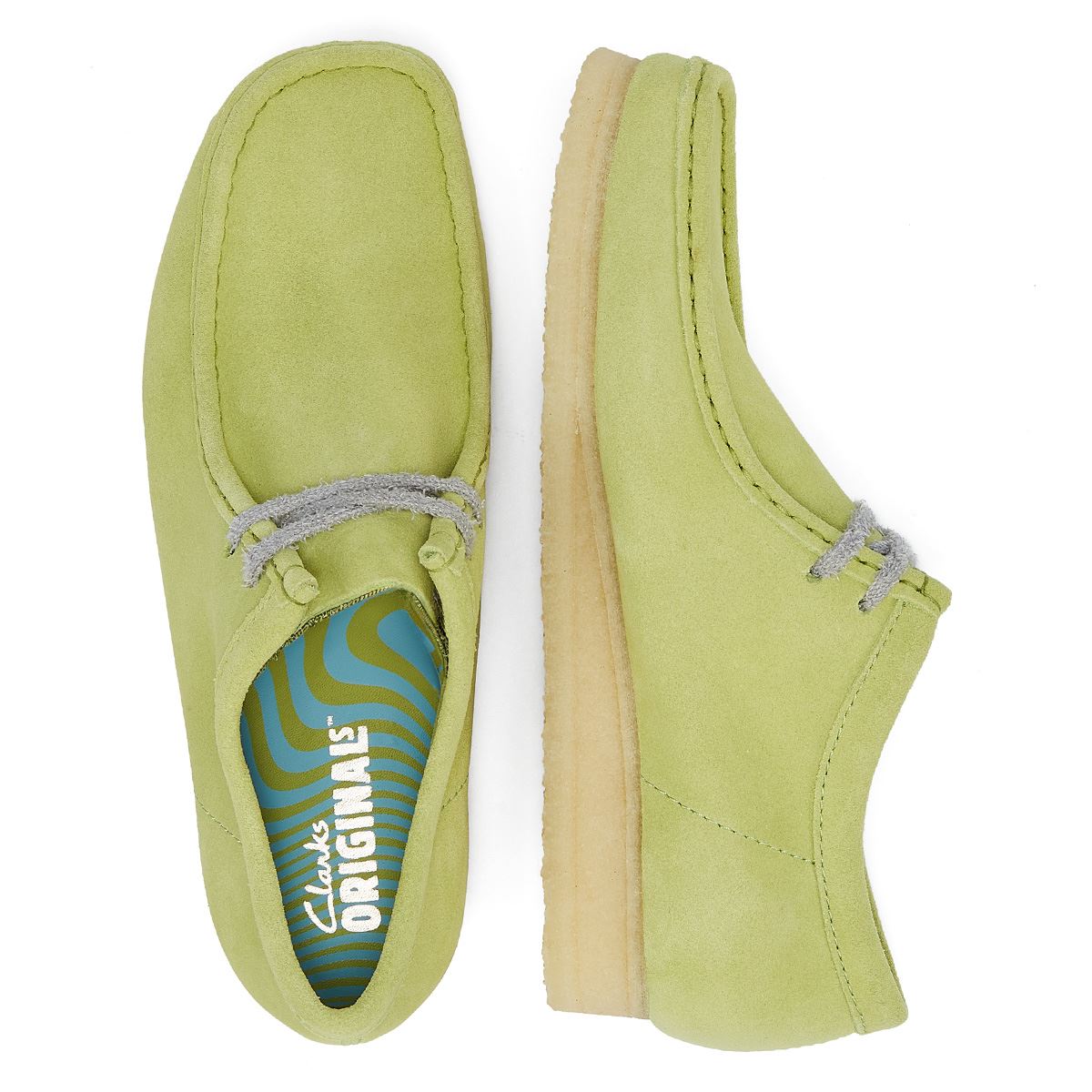 Clarks Originals Wallabee Pale Lime Suede Men's Lime Lace-Up Shoes