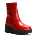 Fly London Hann Wedge Leather Women's Red Boots