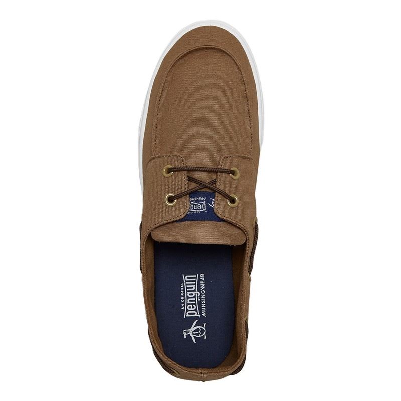 Penguin Sailor Canvas Men's Tan Lace-Up Shoes