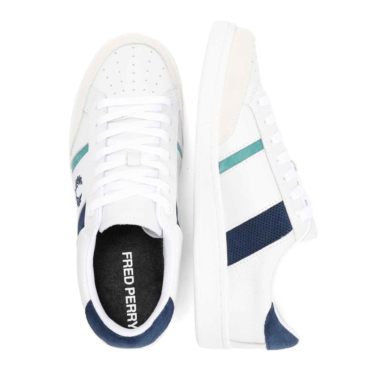 Fred Perry B725 Leather Suede Men's White/Navy/Mint Trainers