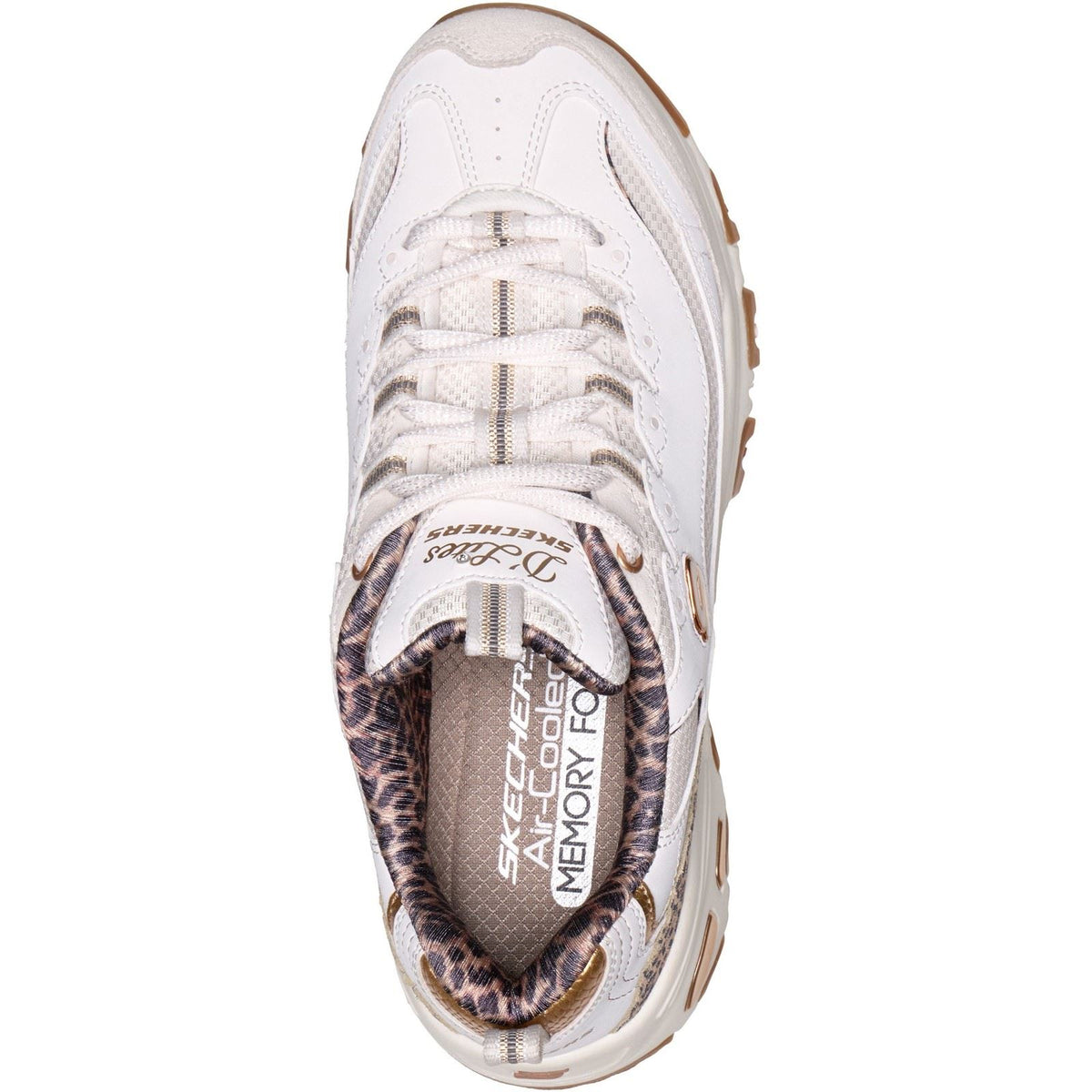 Skechers D'Lites Wild Charm Leather Women's White/Leopard Trainers