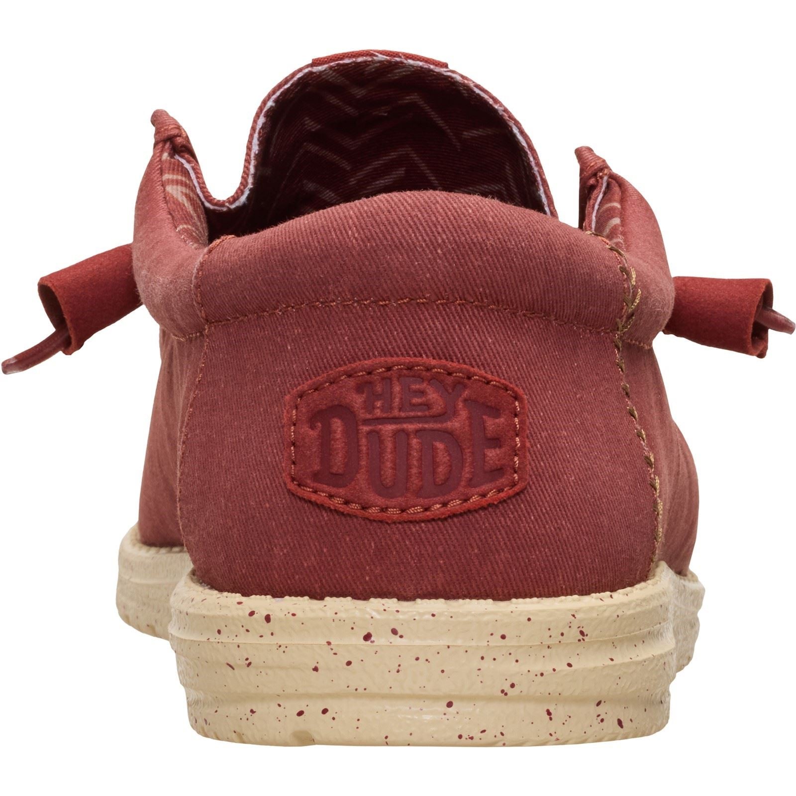 HEYDUDE Wally Stretch Textile Men's Burnt Red/Boulder Tan Loafers