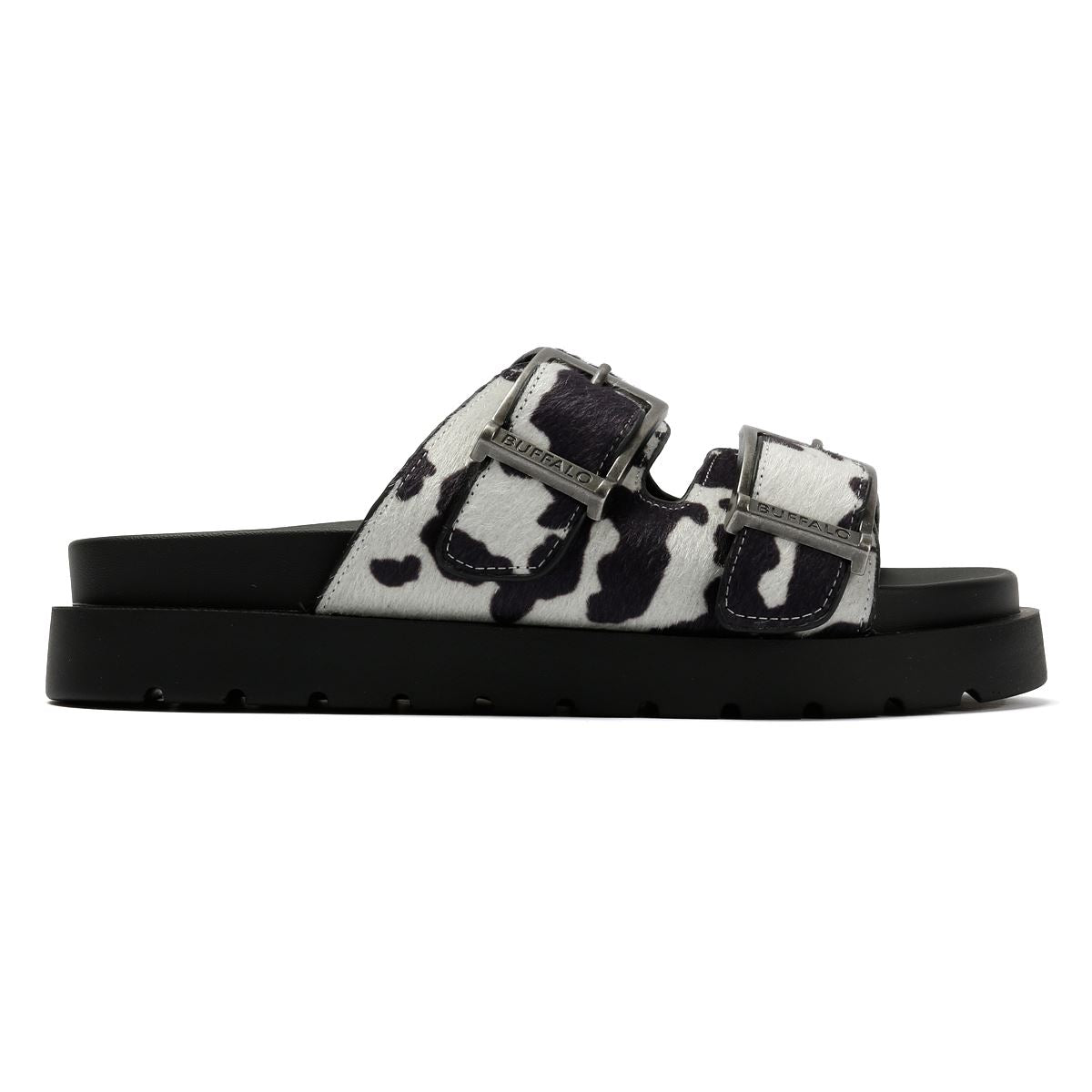 Buffalo Raya Ari Women's Black/White Cow Sandals