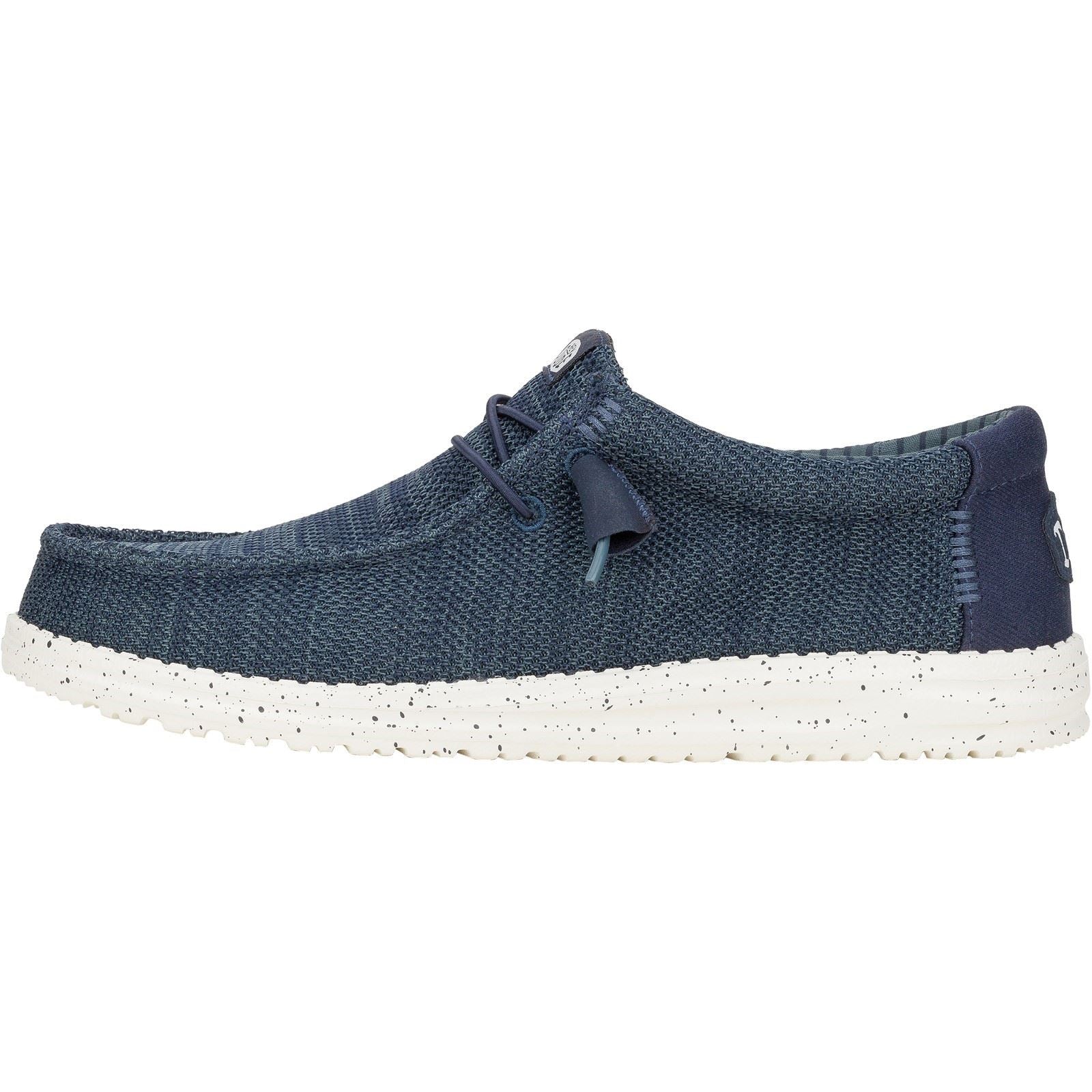 HEYDUDE Wally Stretch Mesh Synthetic Men's Navy Boat Shoes