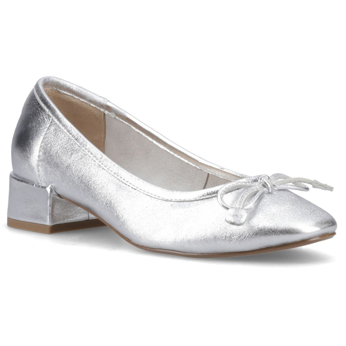 Hush Puppies Silvia Low Heel Sandal Leather Women's Silver Sandals
