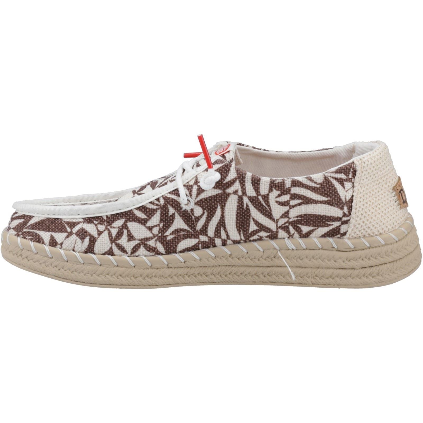 HEYDUDE Wendy Espadrille Retro Palm Cotton Blend Women's Downtown Brown/Egret Espadrilles