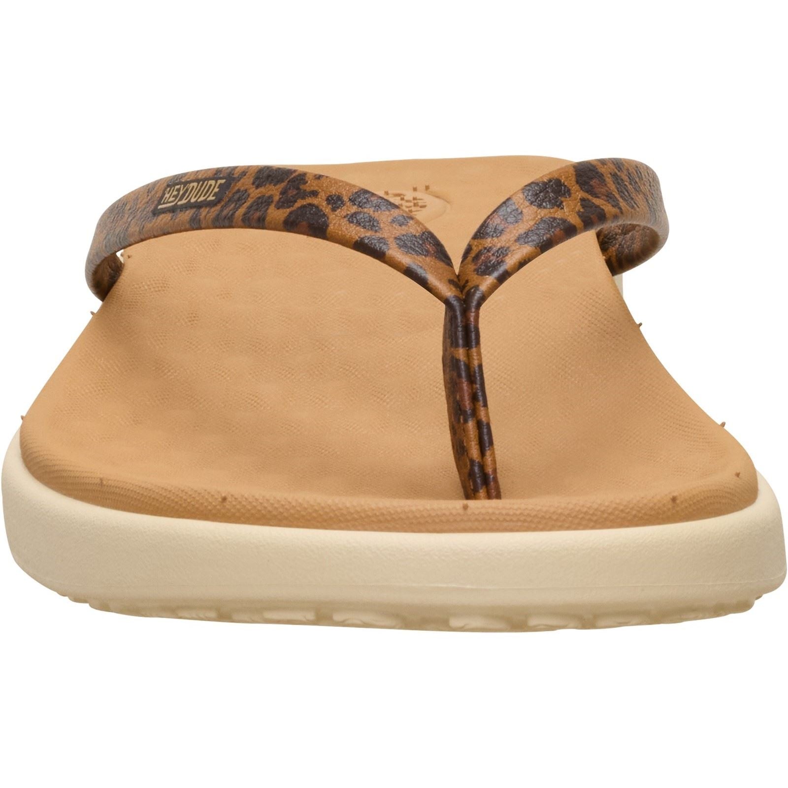 HEYDUDE Maui Breeze Polyurethane Women's Tan Leopard Flip Flops